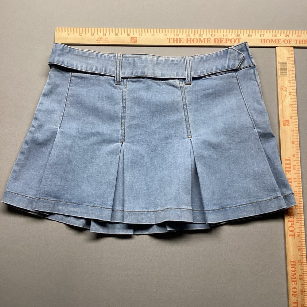 Garage Denim Pleated Skirt Size Medium Light Wash Blue School Girl Side Zip